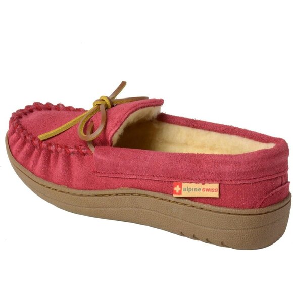 Women's Red Memory Foam Rubber Insole Faux Fur Anti Slip Sole Slippers Boot - Picture 5 of 7